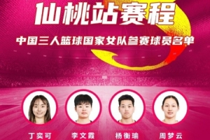 FIBA3x3女子系列赛仙桃站参赛名单:丁奕可、李文霞、杨衡瑜、周梦云在列