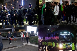 墨西哥球迷在英国英格兰队入住酒店附近造成干扰，警方已拉起两道警戒线